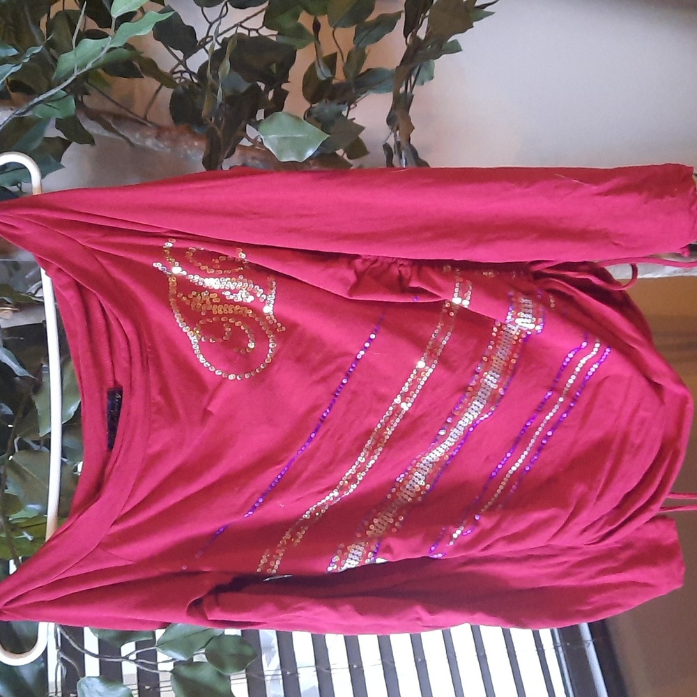 Maroon Sparkle Top with Tie sides